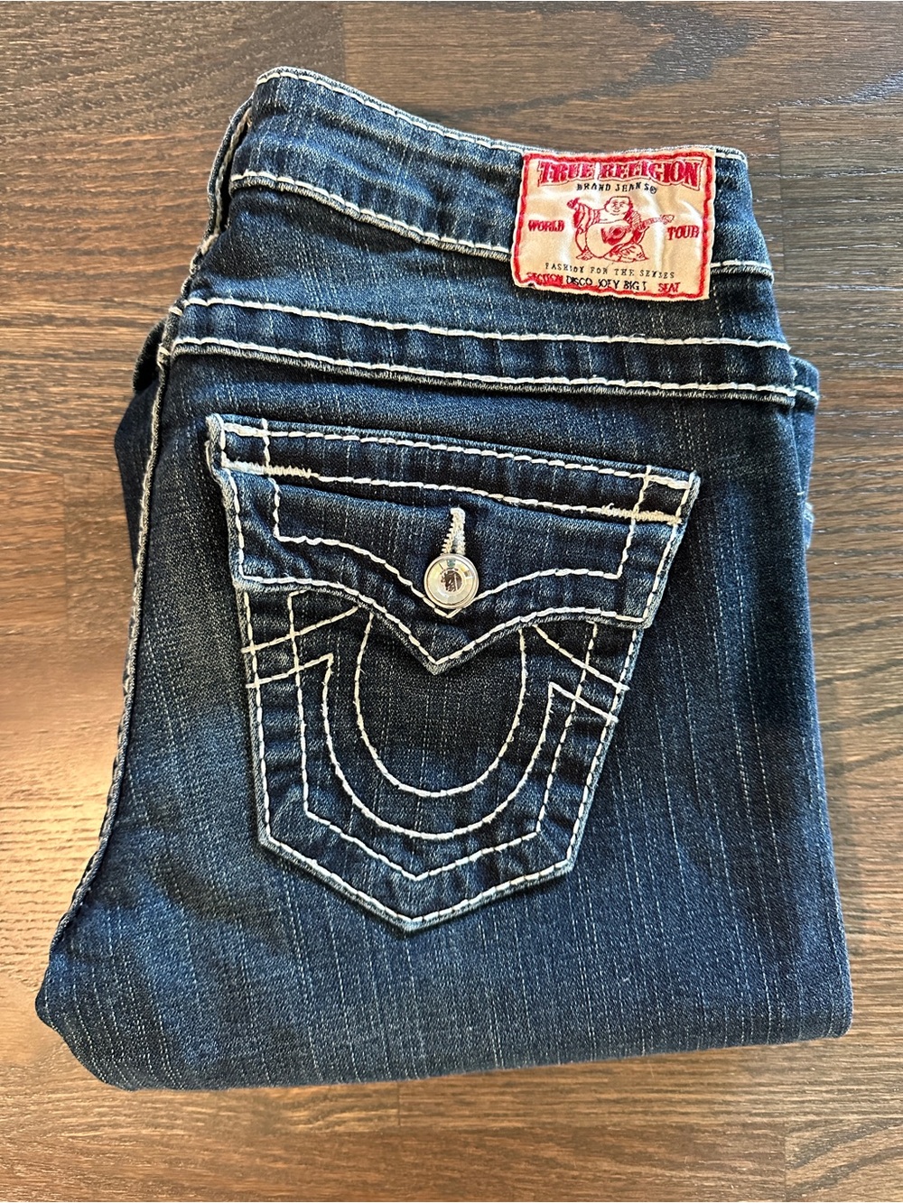Y2K Distressed True Religion Joey Disco Dark Blue Women's Bootcut Jeans 26